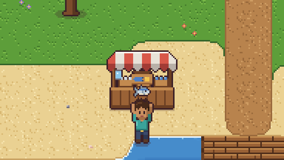 A fisher showing a catch at the market stall